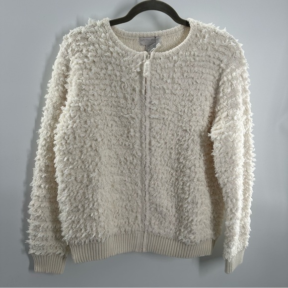 NWT Barefoot Dreams CozyChic Loop Fringe Jacket in Cream - Picture 2 of 8